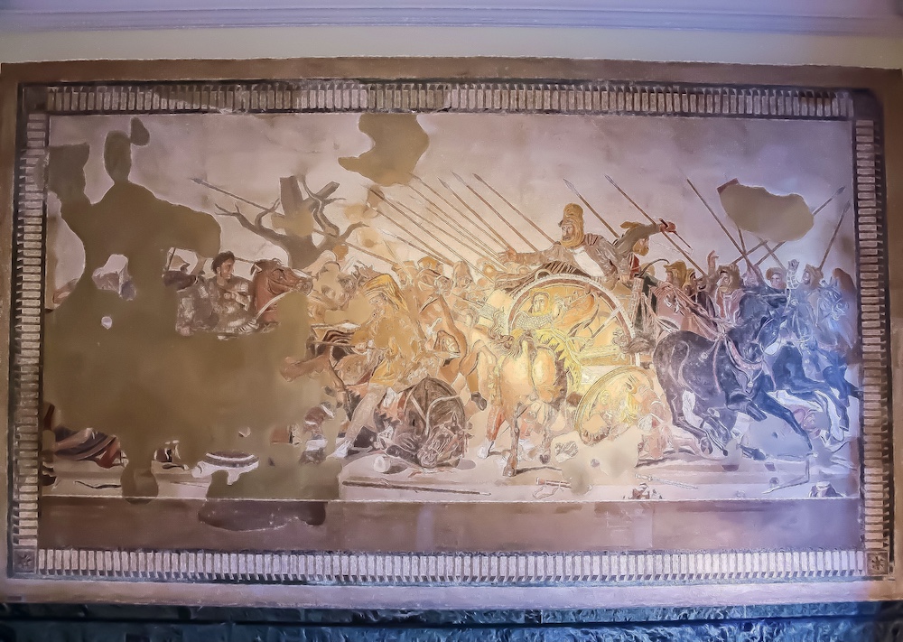 The Battle of Issus from Pompeii mosaic The mosaic by Alexander the Great, the Battle of Issus from Pompeii